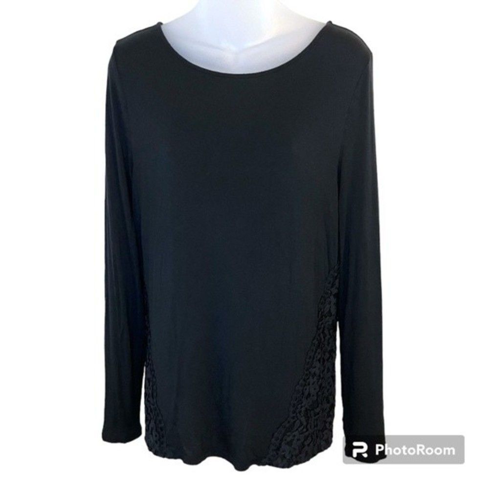 Ann Taylor LOFT Black Long Sleeve Top Size Large